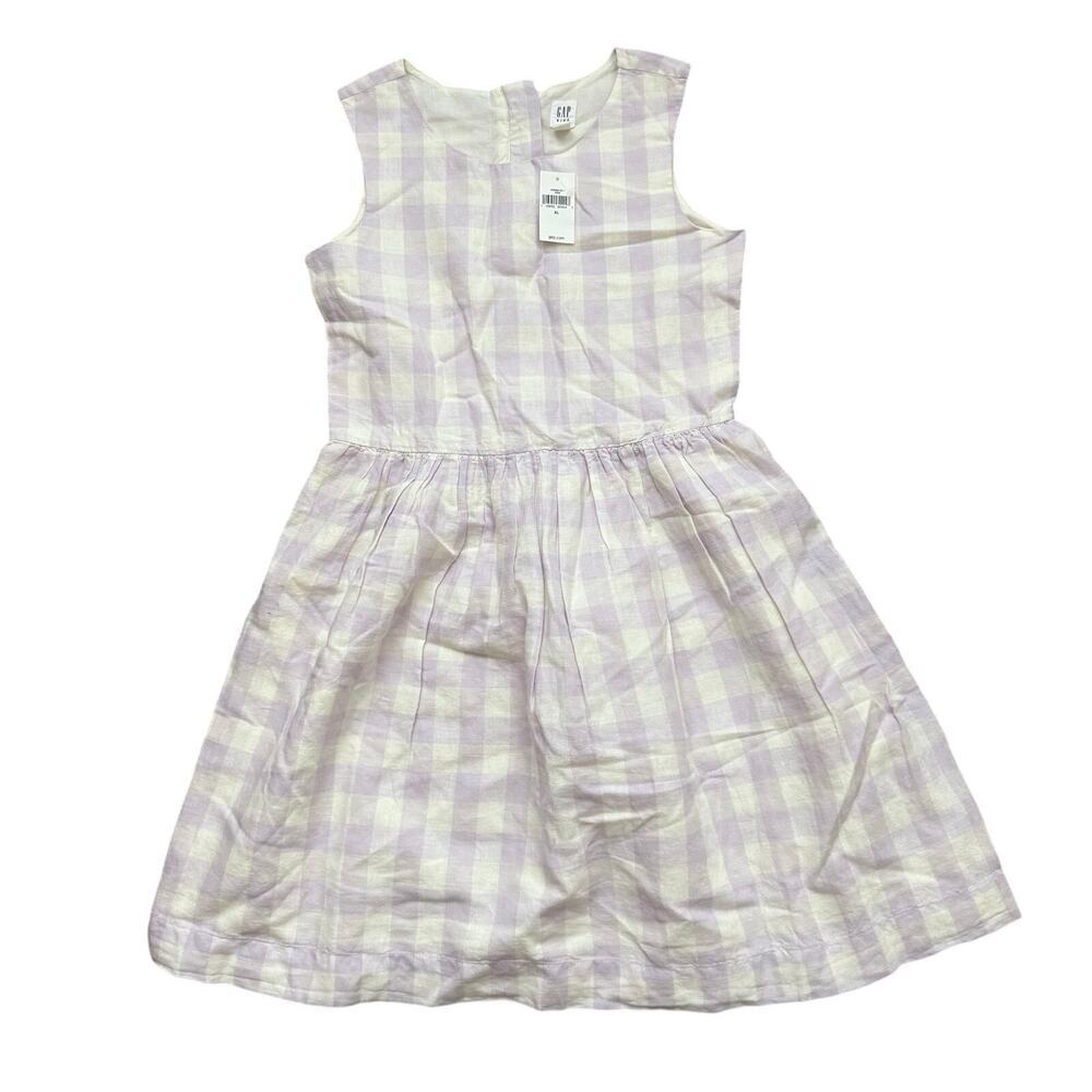 GAP Kids Pastel Gingham Sleeveless Linen Blend Summer Cottagecore Dress XL - Picture 1 of 6